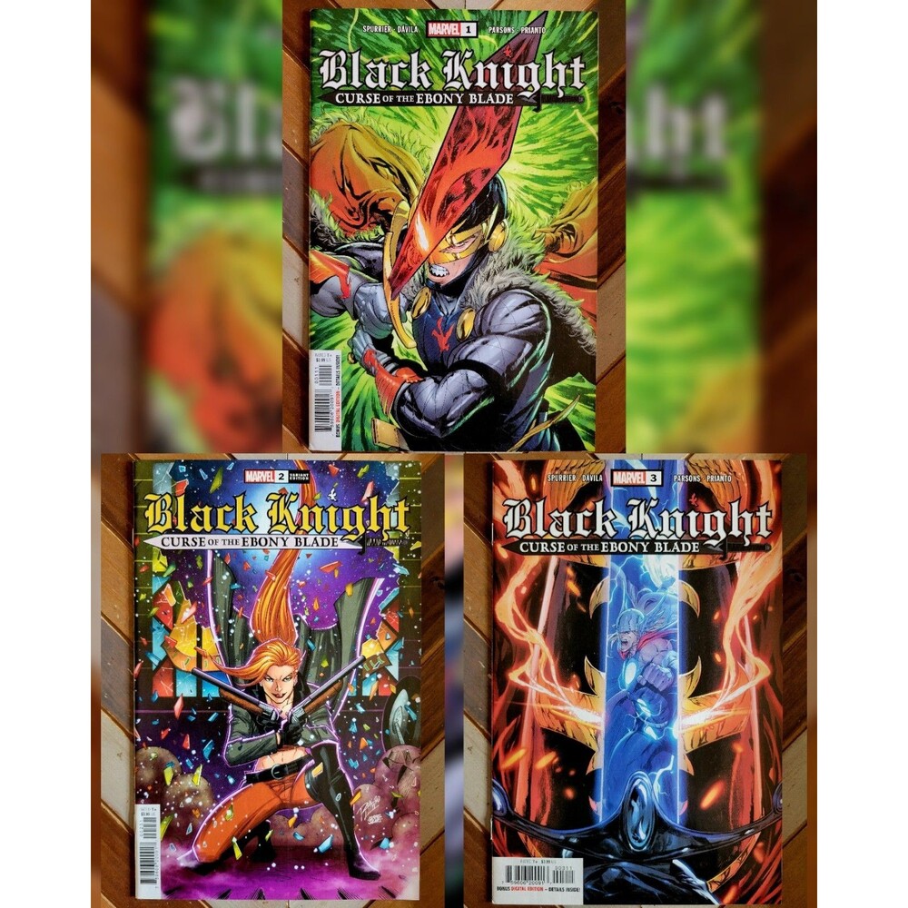 Lot of 3 - Black Knight: Curse of Ebony Blade #1-3 VF (Marvel 2021) Dane Whitman